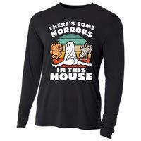 Theres Some Horrors In This House Funny Retro Halloween Boo Ghost Cooling Performance Long Sleeve Crew