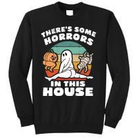 Theres Some Horrors In This House Funny Retro Halloween Boo Ghost Tall Sweatshirt