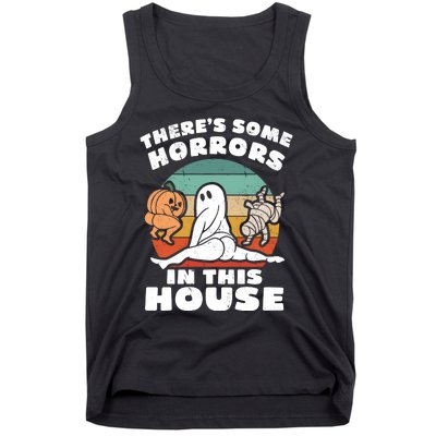 Theres Some Horrors In This House Funny Retro Halloween Boo Ghost Tank Top