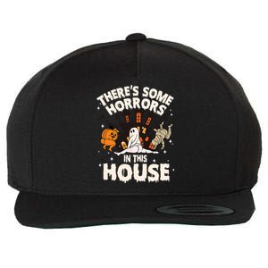 Theres Some Horrors In This House Ghost Halloween Funny Wool Snapback Cap