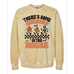 Theres Some Horrors In This House Ghost Pumpkin Halloween Colorblast Crewneck Sweatshirt