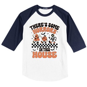 Theres Some Horrors In This House Ghost Pumpkin Halloween Baseball Sleeve Shirt