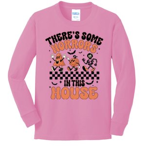 Theres Some Horrors In This House Ghost Pumpkin Halloween Kids Long Sleeve Shirt