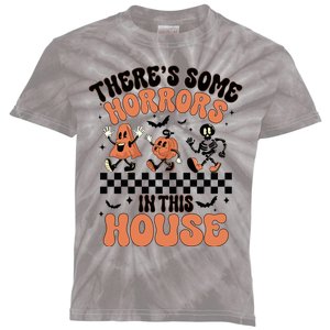 Theres Some Horrors In This House Ghost Pumpkin Halloween Kids Tie-Dye T-Shirt