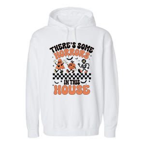 Theres Some Horrors In This House Ghost Pumpkin Halloween Garment-Dyed Fleece Hoodie