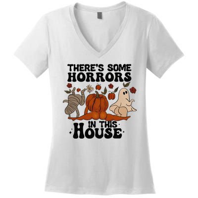 Theres Some Horrors In This House Funny Halloween Twerk Women's V-Neck T-Shirt