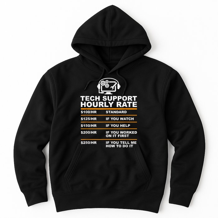 Tech Support Hourly Rate, Tech Computer Geek Gifts Hoodie