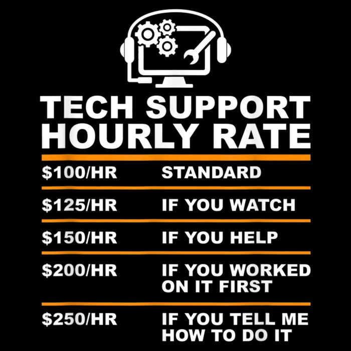 Tech Support Hourly Rate, Tech Computer Geek Gifts Hoodie