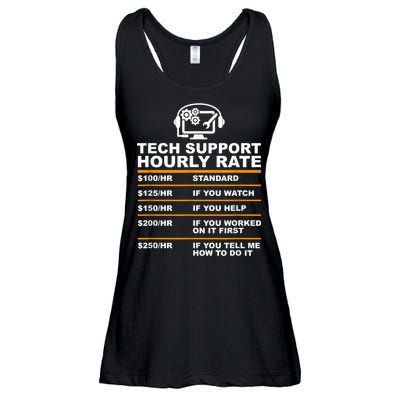 Tech Support Hourly Rate, Tech Computer Geek Gifts Ladies Essential Flowy Tank