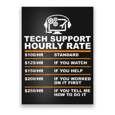 Tech Support Hourly Rate, Tech Computer Geek Gifts Poster