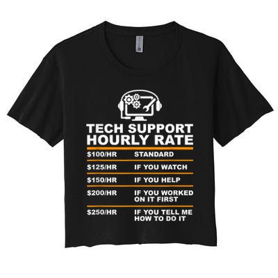Tech Support Hourly Rate, Tech Computer Geek Gifts Women's Crop Top Tee