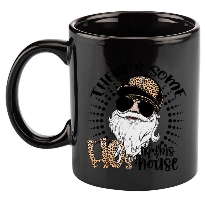 There's Some Hos In This House Funny Santa Claus Christmas 11oz C Handle Ceramic Mug