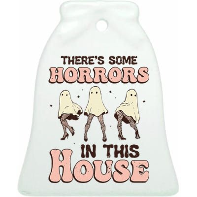 Theres Some Horrors In This House Ghost Pumpkin Halloween Ceramic Bell Ornament