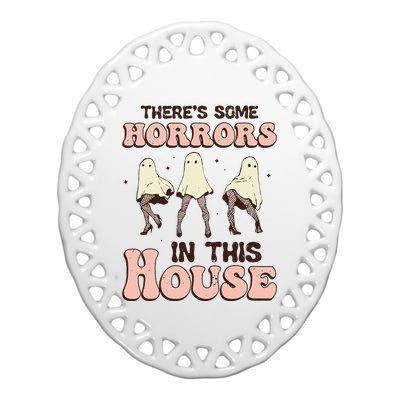 Theres Some Horrors In This House Ghost Pumpkin Halloween Ceramic Oval Ornament