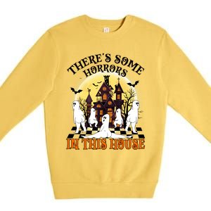 Theres Some Horrors In This House Pumpkin Ghost Halloween Gift Premium Crewneck Sweatshirt