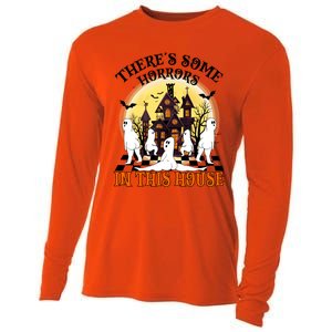 Theres Some Horrors In This House Pumpkin Ghost Halloween Gift Cooling Performance Long Sleeve Crew