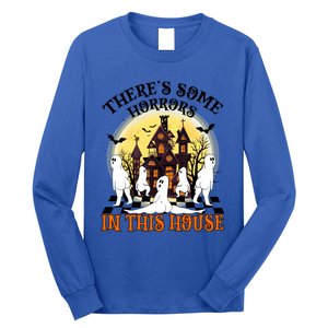 Theres Some Horrors In This House Pumpkin Ghost Halloween Gift Long Sleeve Shirt