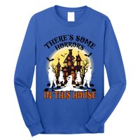 Theres Some Horrors In This House Pumpkin Ghost Halloween Gift Long Sleeve Shirt