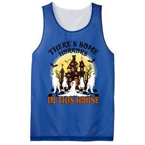 Theres Some Horrors In This House Pumpkin Ghost Halloween Gift Mesh Reversible Basketball Jersey Tank