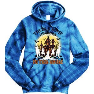 Theres Some Horrors In This House Pumpkin Ghost Halloween Gift Tie Dye Hoodie