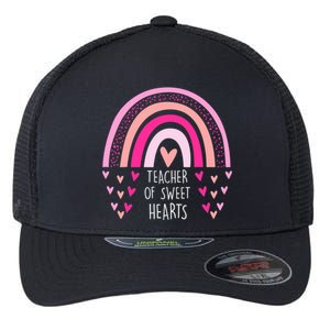 Teacher Sweet Hearts Rainbow PreK Teacher Valentines Day Flexfit Unipanel Trucker Cap