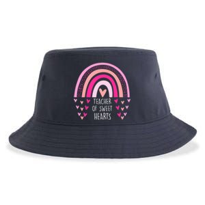 Teacher Sweet Hearts Rainbow PreK Teacher Valentines Day Sustainable Bucket Hat