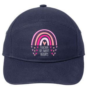 Teacher Sweet Hearts Rainbow PreK Teacher Valentines Day 7-Panel Snapback Hat