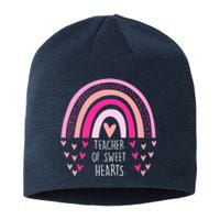 Teacher Sweet Hearts Rainbow PreK Teacher Valentines Day Sustainable Beanie