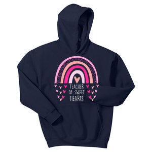 Teacher Sweet Hearts Rainbow PreK Teacher Valentines Day Kids Hoodie