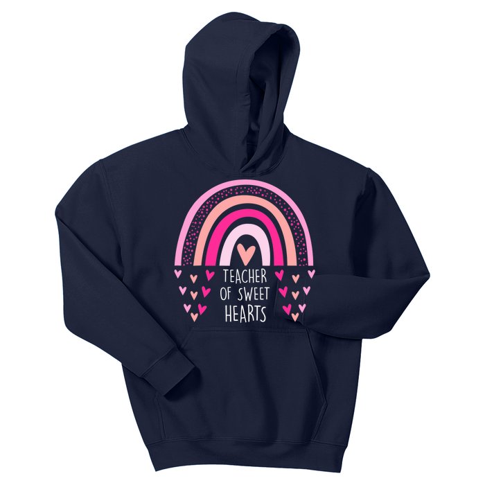 Teacher Sweet Hearts Rainbow PreK Teacher Valentines Day Kids Hoodie