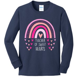 Teacher Sweet Hearts Rainbow PreK Teacher Valentines Day Kids Long Sleeve Shirt