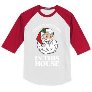 ThereS Some Hos In This House Funny Christmas Santa Claus Gift Kids Colorblock Raglan Jersey