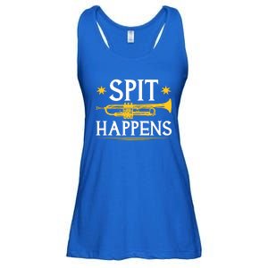 Trumpet Spit Happens Marching Band Jazz Music Ladies Essential Flowy Tank