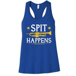 Trumpet Spit Happens Marching Band Jazz Music Women's Racerback Tank