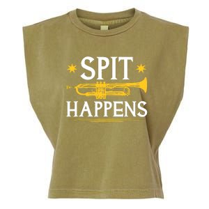 Trumpet Spit Happens Marching Band Jazz Music Garment-Dyed Women's Muscle Tee