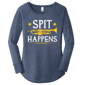 Trumpet Spit Happens Marching Band Jazz Music Women's Perfect Tri Tunic Long Sleeve Shirt