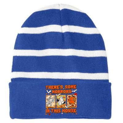 Theres Some Horrors In This House Oversized Striped Beanie with Solid Band