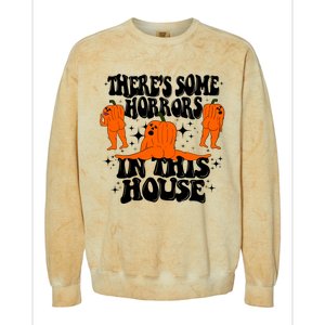 Theres Some Horrors In This House Pumpkin Ghost Halloween Great Gift Colorblast Crewneck Sweatshirt