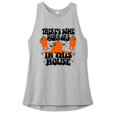 Theres Some Horrors In This House Pumpkin Ghost Halloween Great Gift Ladies PosiCharge Tri-Blend Wicking Tank