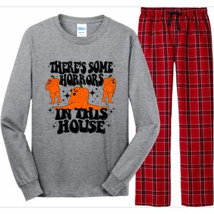 Theres Some Horrors In This House Pumpkin Ghost Halloween Great Gift Long Sleeve Pajama Set