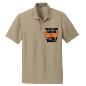 Theres Some Horrors In This House Pumpkin Ghost Halloween Great Gift Dry Zone Grid Polo