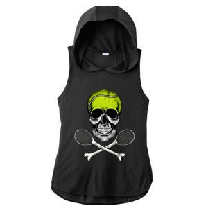 Tennis Skull Halloween Spooky Tennis Halloween Ladies PosiCharge Tri-Blend Wicking Draft Hoodie Tank