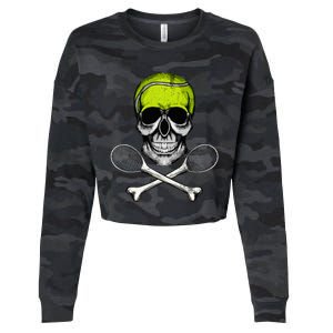 Tennis Skull Halloween Spooky Tennis Halloween Cropped Pullover Crew