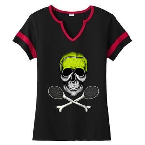 Tennis Skull Halloween Spooky Tennis Halloween Ladies Halftime Notch Neck Tee