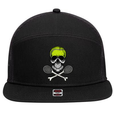 Tennis Skull Halloween Spooky Tennis Halloween 7 Panel Mesh Trucker Snapback Hat