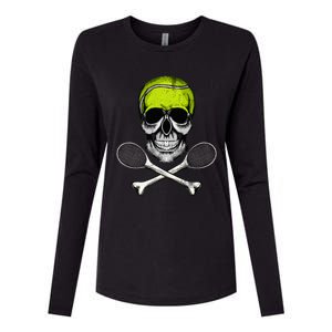 Tennis Skull Halloween Spooky Tennis Halloween Womens Cotton Relaxed Long Sleeve T-Shirt