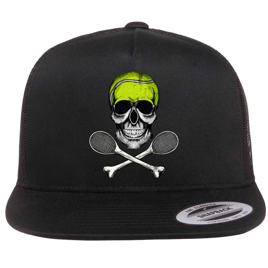 Tennis Skull Halloween Spooky Tennis Halloween Flat Bill Trucker Hat