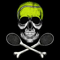 Tennis Skull Halloween Spooky Tennis Halloween Flat Bill Trucker Hat