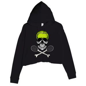 Tennis Skull Halloween Spooky Tennis Halloween Crop Fleece Hoodie