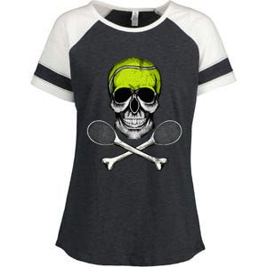 Tennis Skull Halloween Spooky Tennis Halloween Enza Ladies Jersey Colorblock Tee